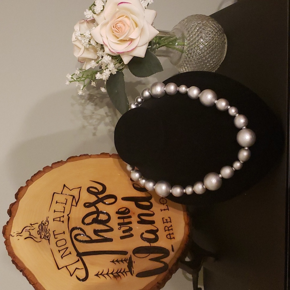 Painted wooden bead necklace